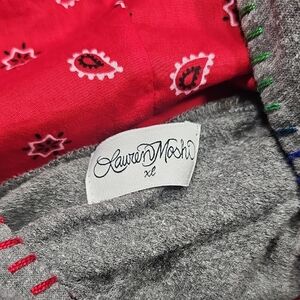 Lauren Moshi Gray Sweatshirt Jacket with Red Bandana Lining